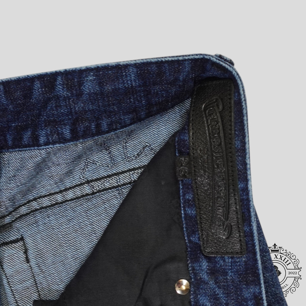 Chrome Hearts Cross Patch Denim Shorts in Dark Wash