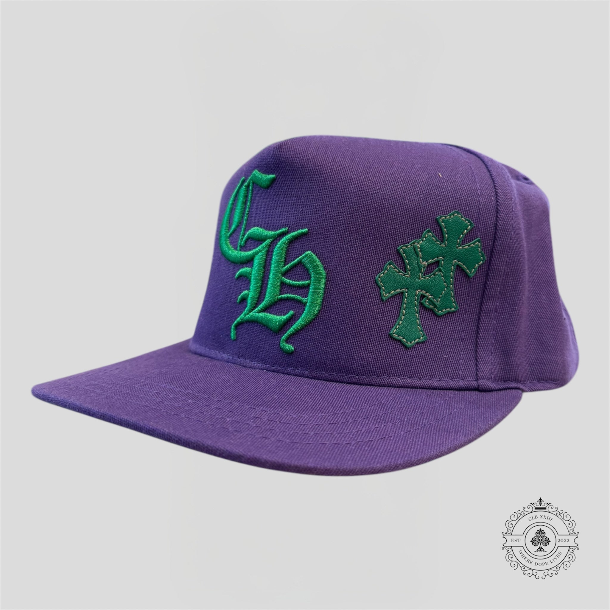Chrome Hearts Cross Patch Hat in Purple / Green