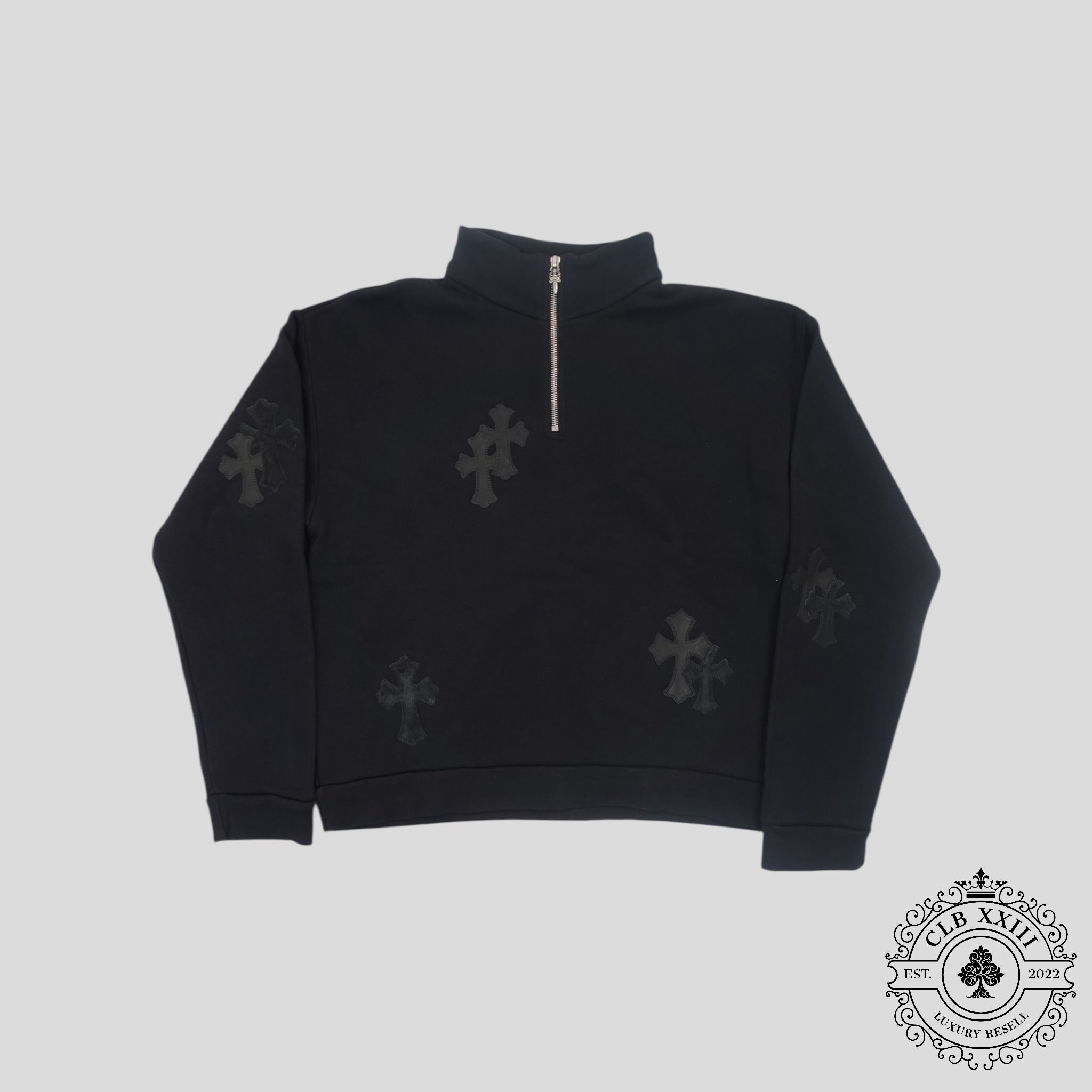 Chrome Hearts Pony Hair Quarter Zip in Black