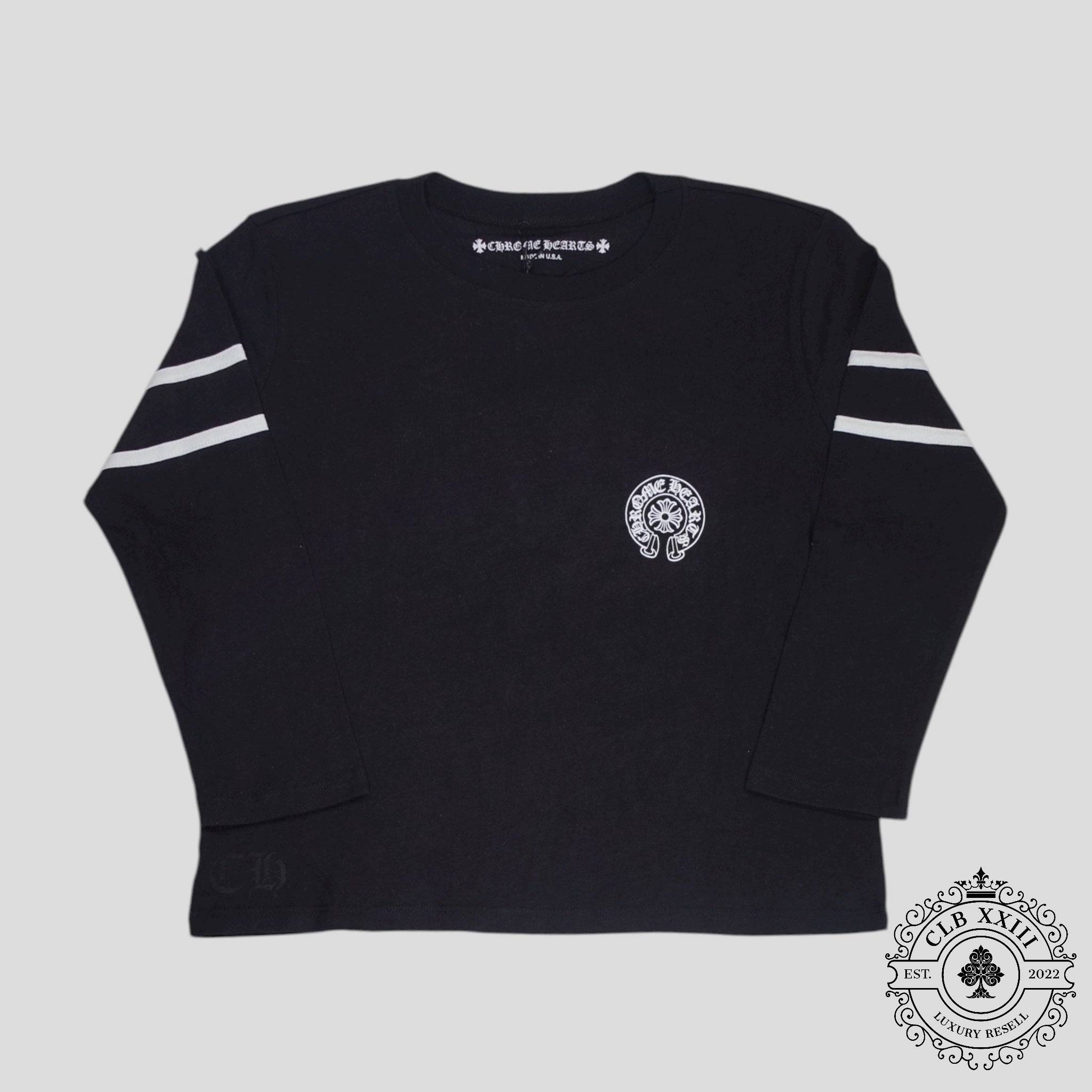 Chrome Hearts 33 Horseshoe Logo Women's Long Sleeve Tee in Black
