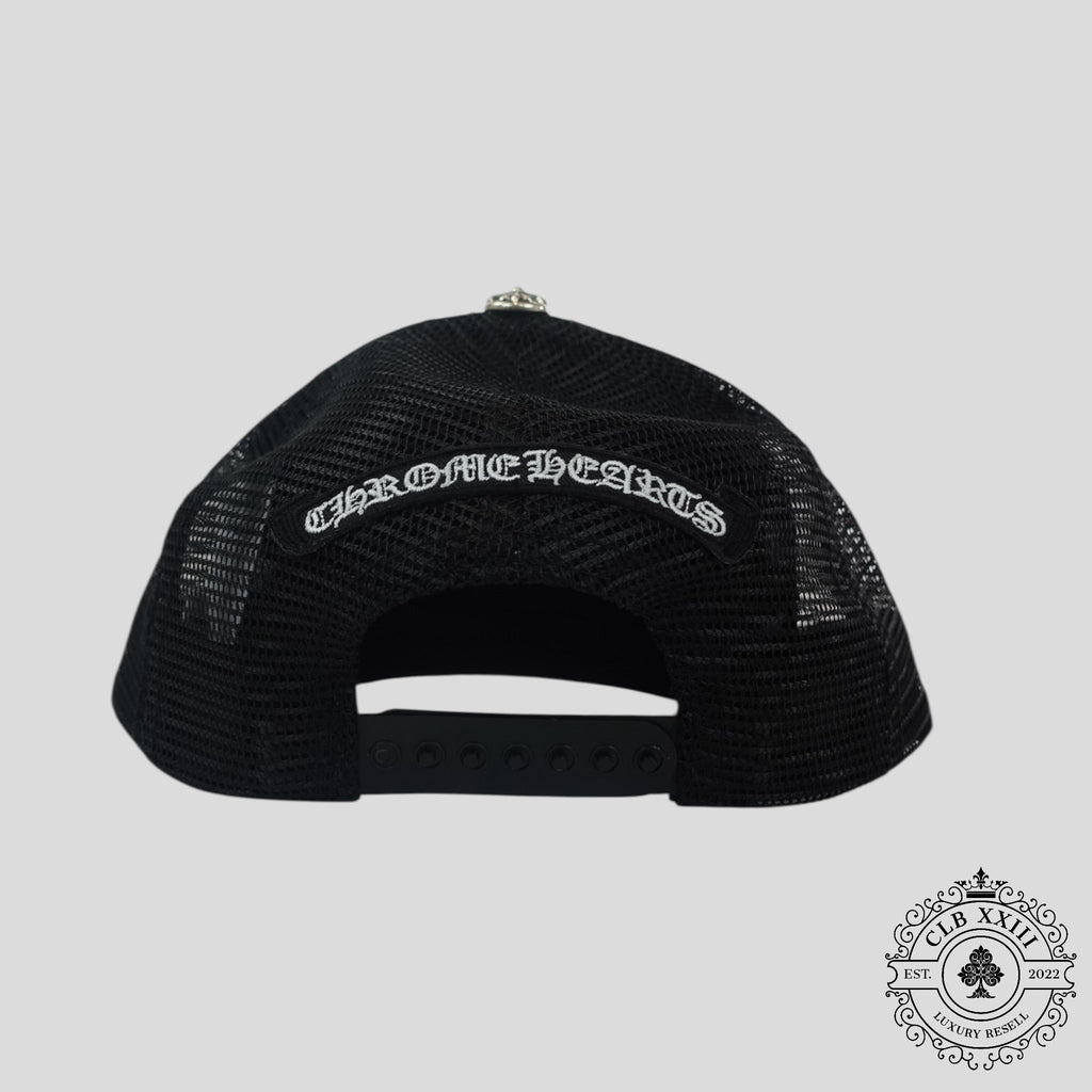 Chrome Hearts Triple Cross Trucker Hat in Black / Orange