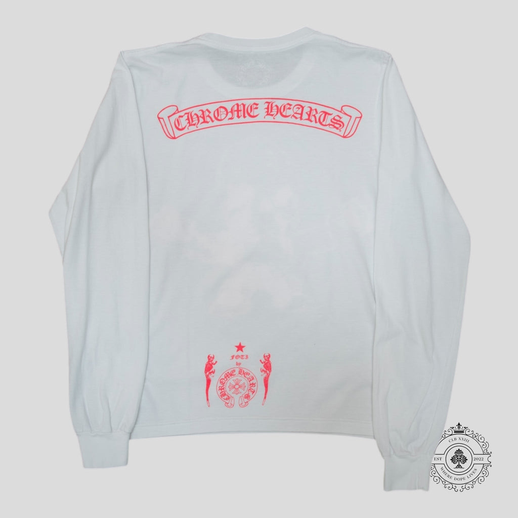 Chrome Hearts Foti Harris Long Sleeve Shirt in White / Pink