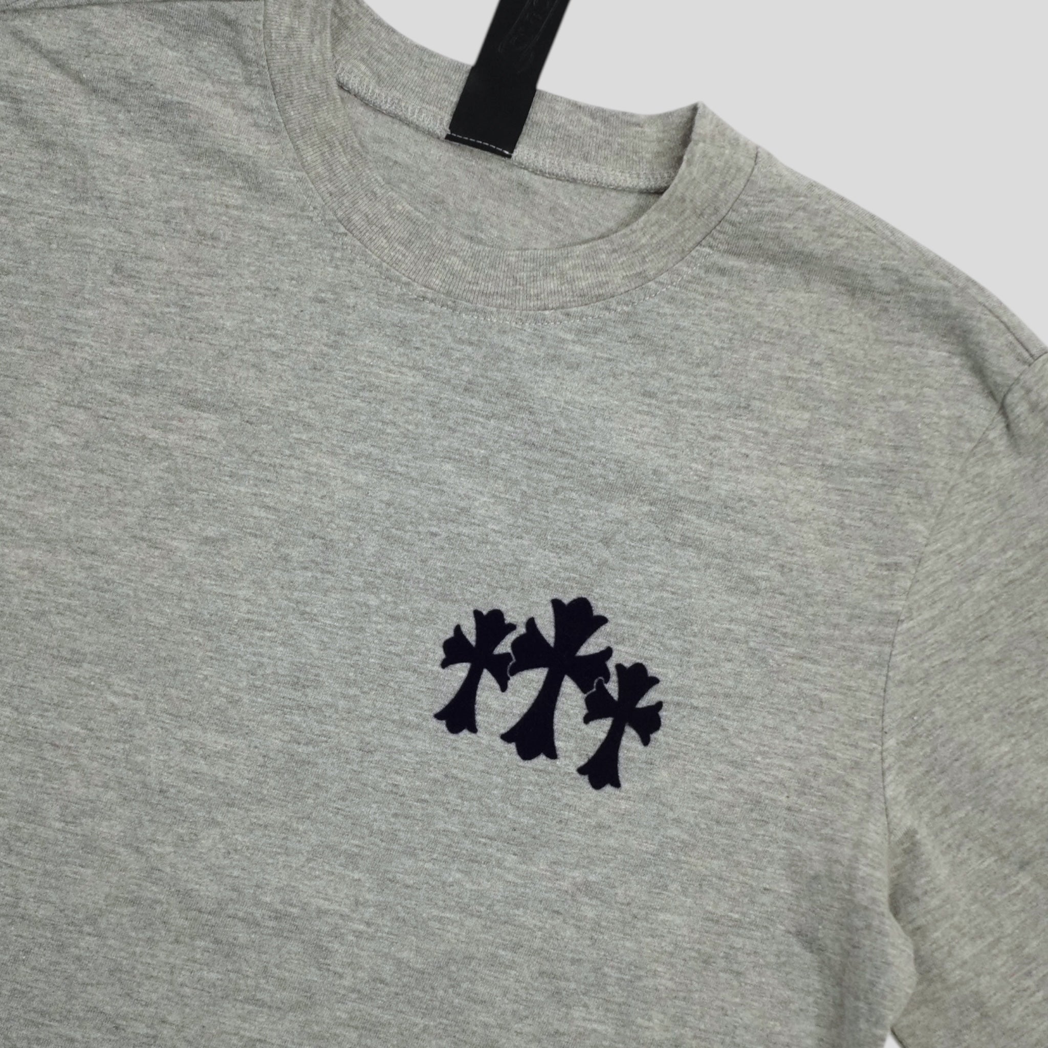 Chrome Hearts Triple Cross Flocked Long Sleeve in Grey