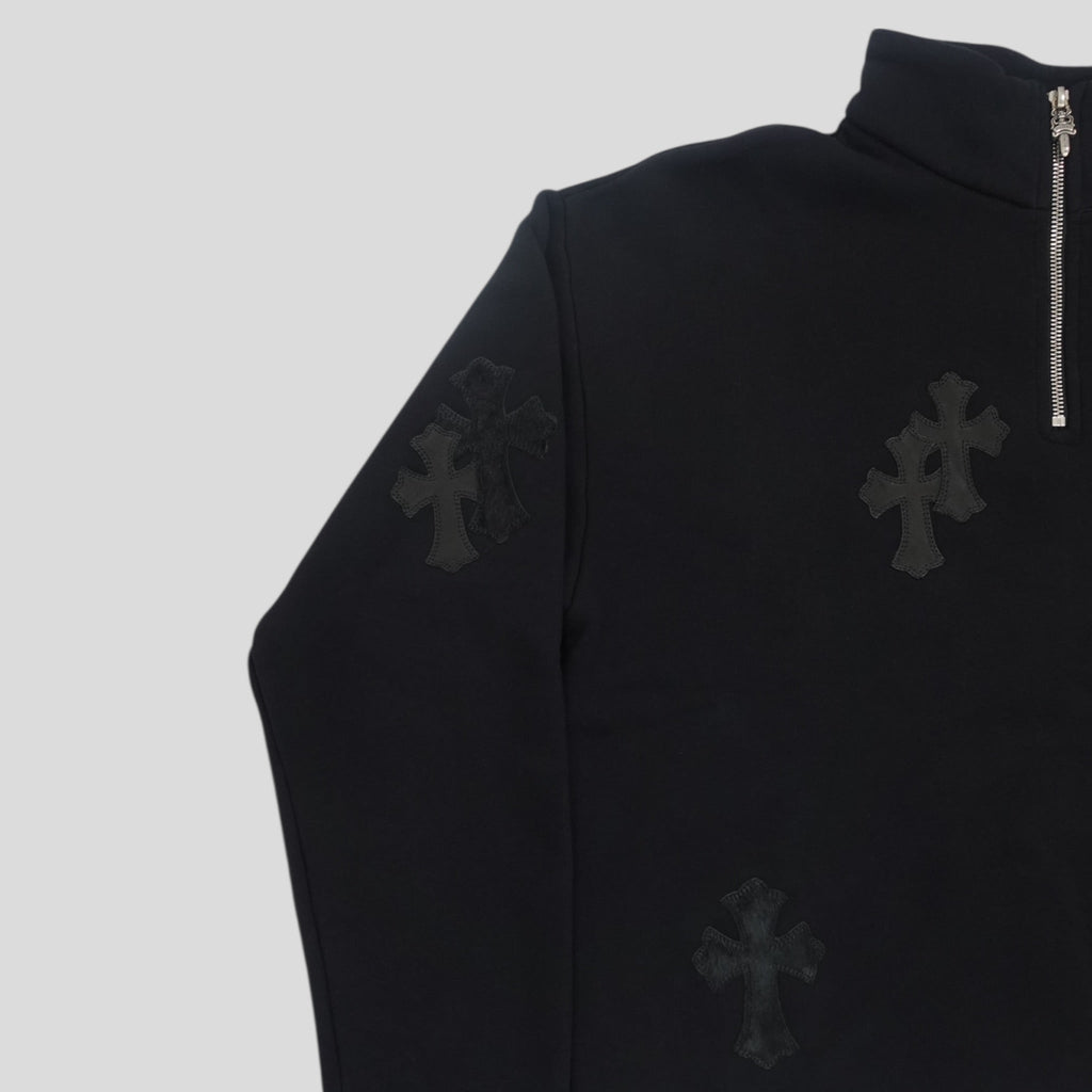 Chrome Hearts Pony Hair Quarter Zip in Black