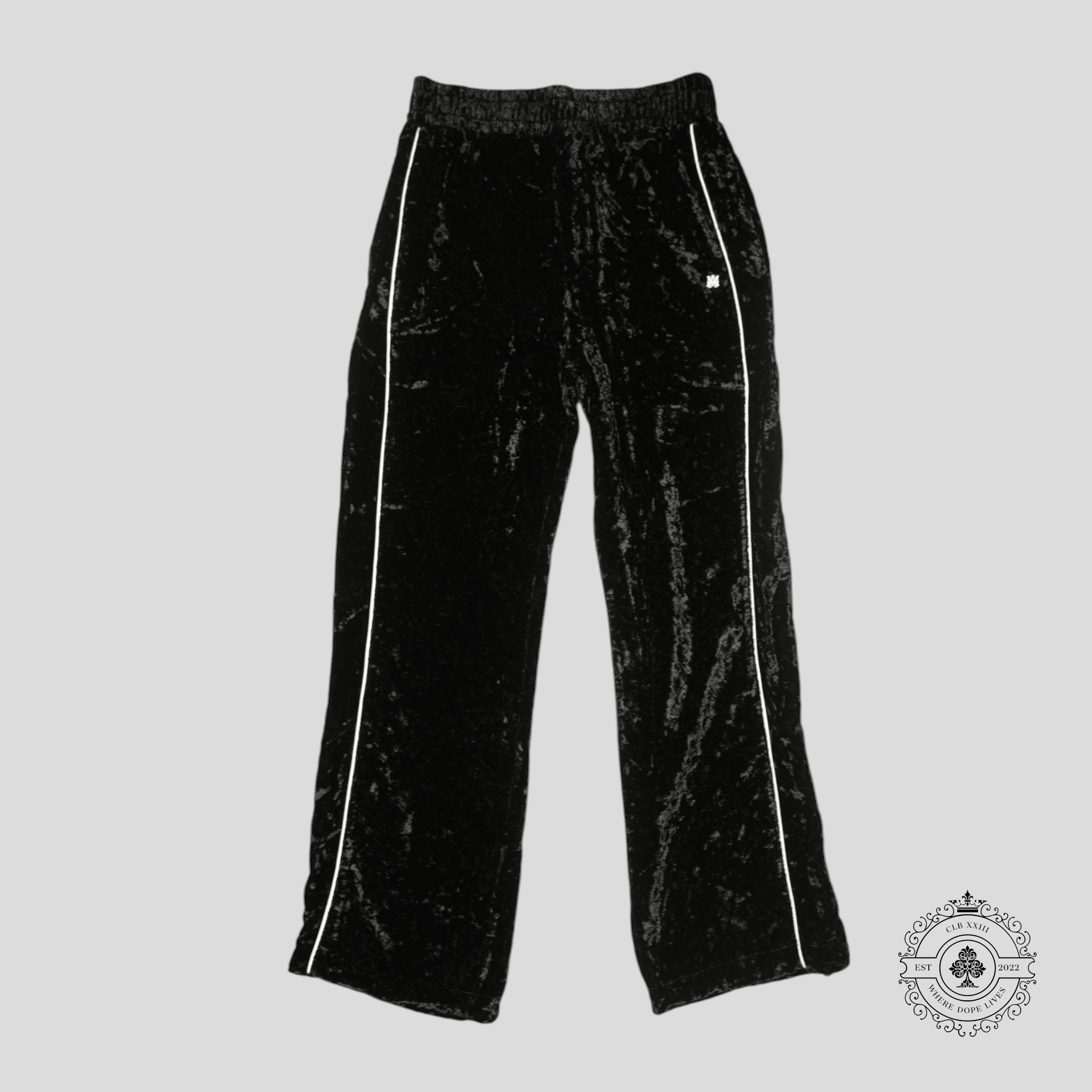 Amiri Crushed Velvet Track Pants in Black