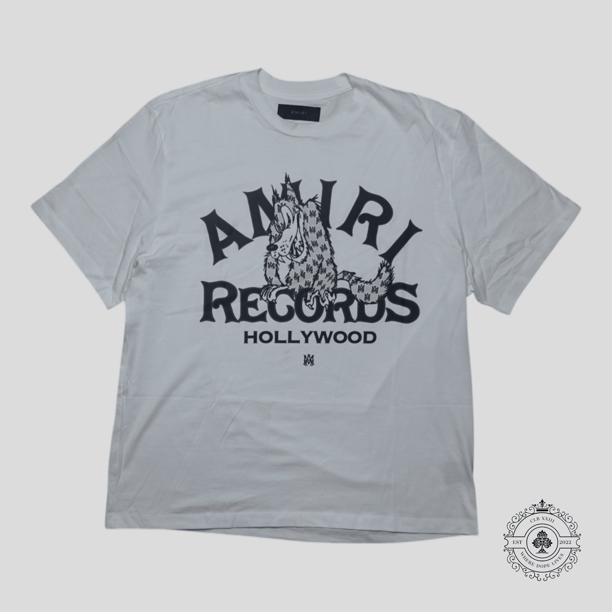 Amiri Records Wolf T-Shirt in White/Black
