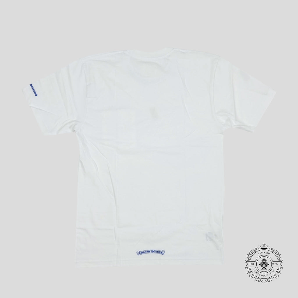 Chrome Hearts Neck Logo Tee in White/Blue