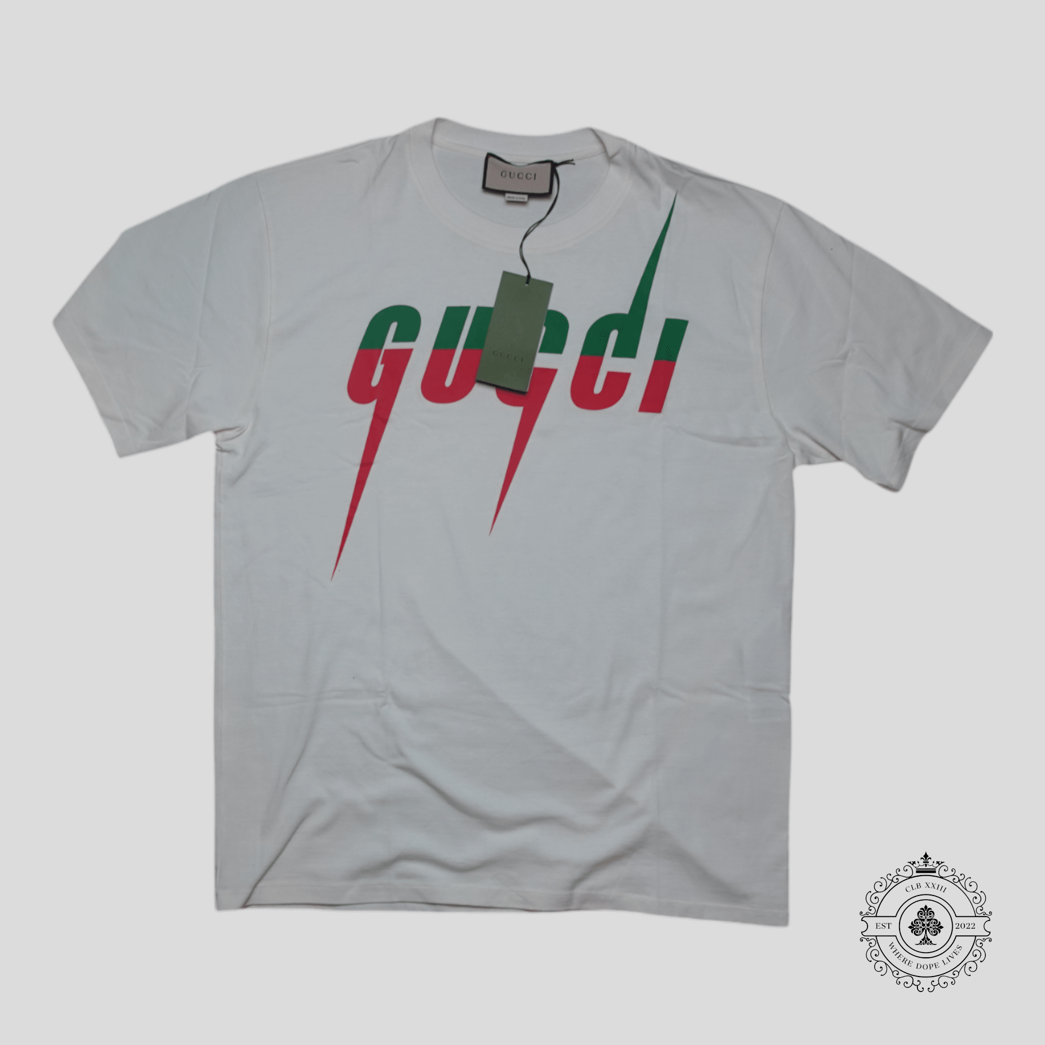 Gucci Blade Print T-Shirt in White/Green/Red