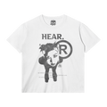 HEAR Streetwear Tee White Cotton T Shirt Classic Fit 180 GSM DTG Print