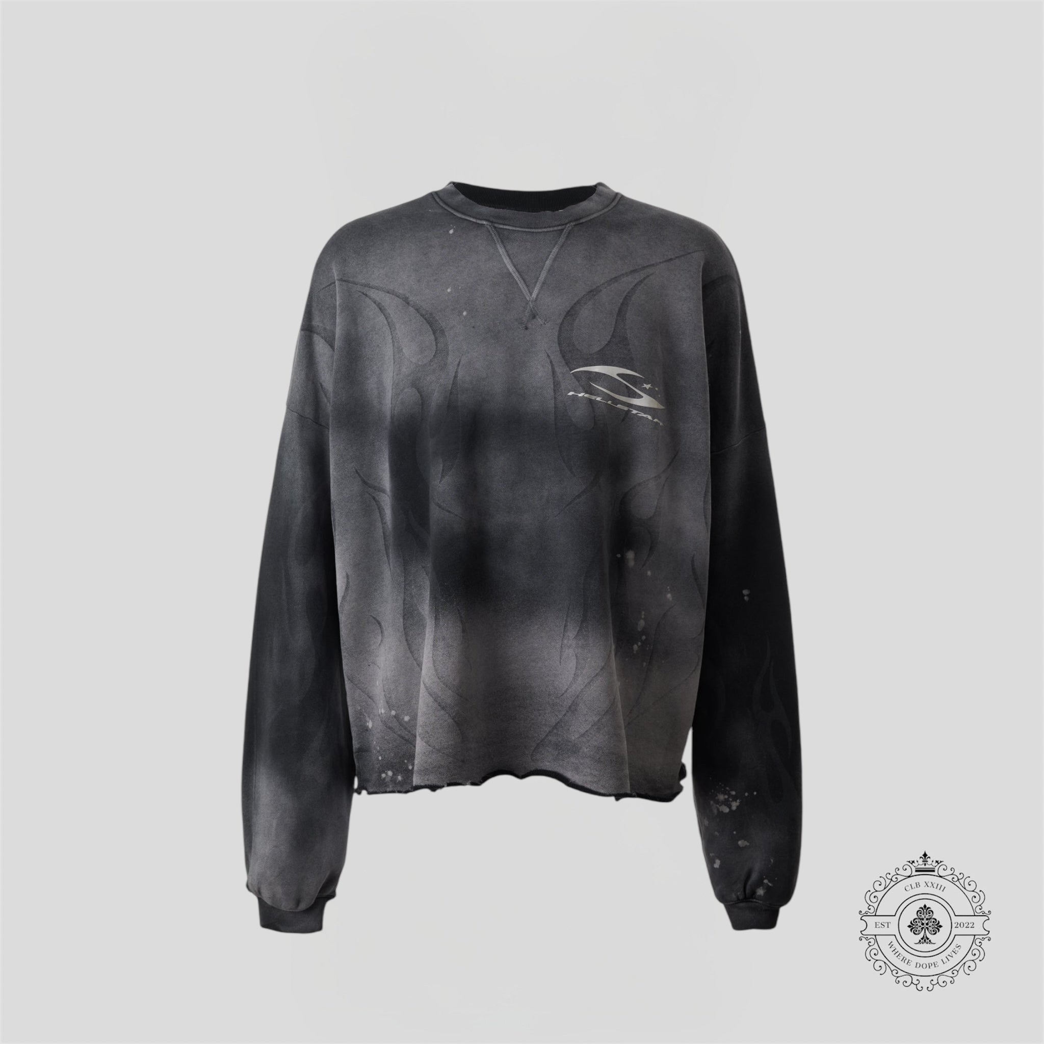 Hellstar Burned Tribal Crewneck (Oversize) in Grey