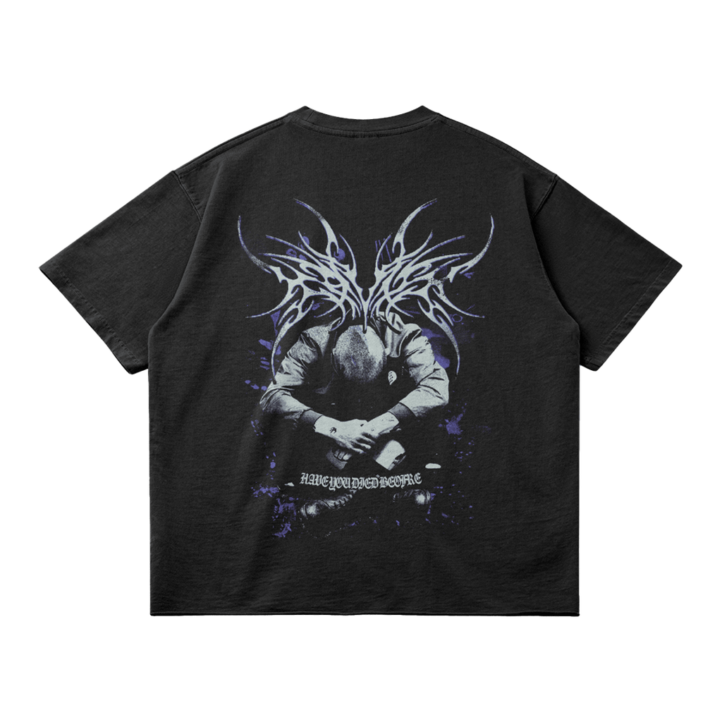 Kryptic Myst Garment Dyed Streetwear Tee 260GSM Cotton Faded Raw Hem True To Size