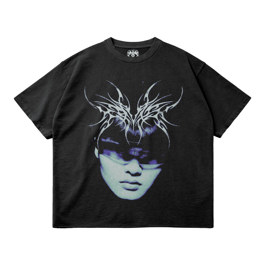 Kryptic Myst Garment Dyed Streetwear Tee 260GSM Cotton Faded Raw Hem True To Size