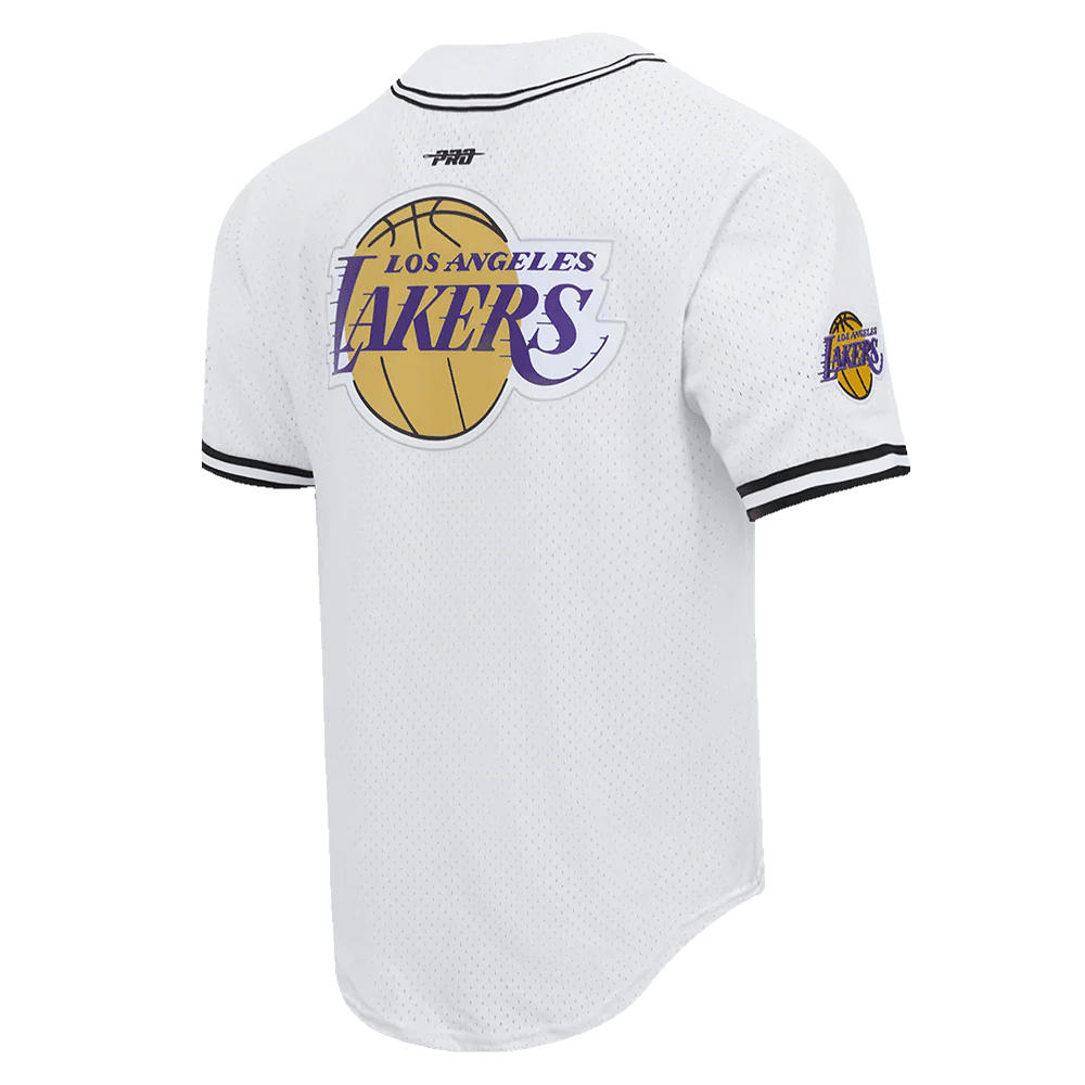 Pro Standard LA Lakers Script Tail Mesh Button Down Shirt - White/Black