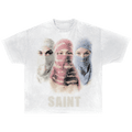 Saint Streetwear Tee White Cotton DTG Print Distressed Graphic True To Size