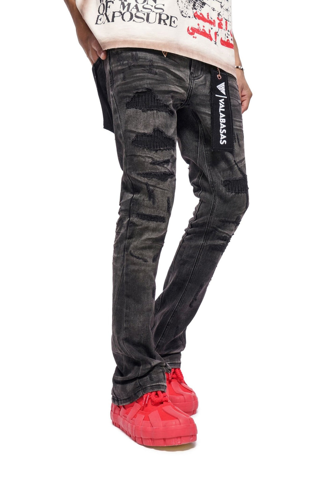 Valabasas Graft Stacked Jean - Grey Washed